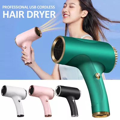 Portable Rechargeable USB Cordless Hair Dryer Versatile Hairdressing Tools • $31.34