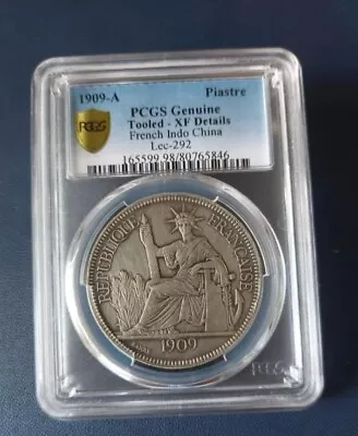 1909-A Republique Francaise  Indo Chine One Piastre Silver Coin  PCGS XF Detail • $319.20