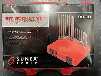 Sunex Tools 9928 - 18 Piece 1/4  And 3/8  Drive Long Star Bit Socket Set • $49