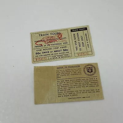 Vintage Ticket Stub Capitol National Zoo Railroad Train Smithsonian Friends Of   • $12.50