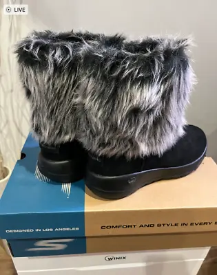 Skechers Suede Yeti Style Faux Fur Short Boots 5 Gen Cushioning • £19