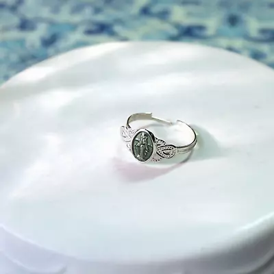 Silver Tone Enameled Miraculous Medal Adjustable Ring Cute Gifts For Women • $9.88