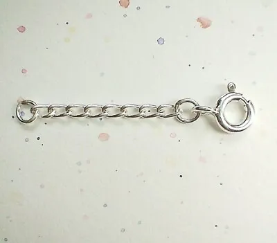 Sterling Silver Extender Or Safety Chain Curb 1x Bolt Ring Clasp 1  To 8  • £9