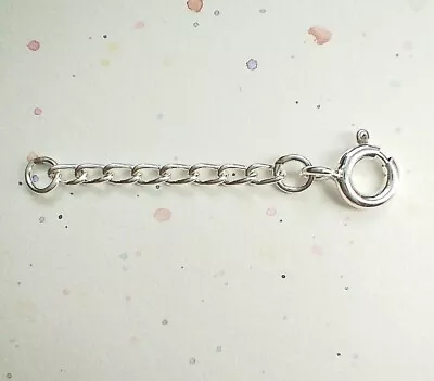 Sterling Silver Extender Or Safety Chain Curb 1x Bolt Ring Clasp 1  To 8  • £9