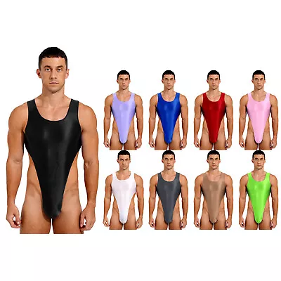 Mens One-Piece Mankini Bodysuit Thongs High Cut Leotard Swimsuit Bathing Suit • $9.65