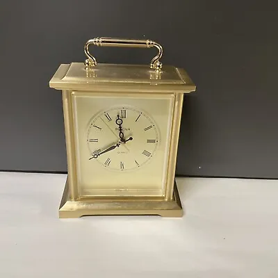 Vintage Bulova Mantle Clock - Number 4RE750 - Made In Japan. Brushed Brass. • $41.99