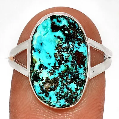 Natural Chrysocolla Druzy In Malachite 925 Silver Ring Jewelry S.9 CR37581 • $11.99