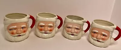 Vintage Set Of 4 Winking Santa Christmas Noel Mugs. Ceramic. Japan.  Very Nice! • $22.50