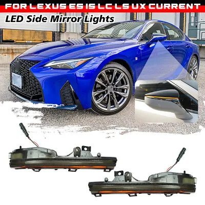 Smoked Sequential LED Side Mirror Lamp Turn Signal Light For Lexus LS 2018-2024 • $37.99