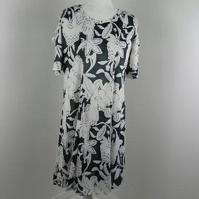 Shoreline Dress Women's Medium Cold Shoulder Gray White Floral Workwear Career • $20.69