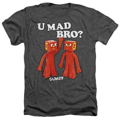GUMBY U MAD BRO Licensed Adult Men's Heather Tee Shirt SM-3XL • $24.95