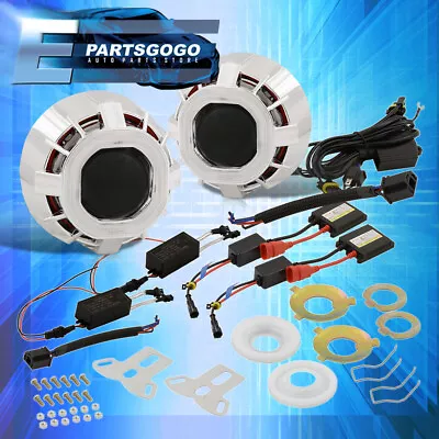 Universal 2.5  Bi Xenon Headlight Retrofit Dual Halo Ring CCFL Angel Eye HID Kit • $53.99