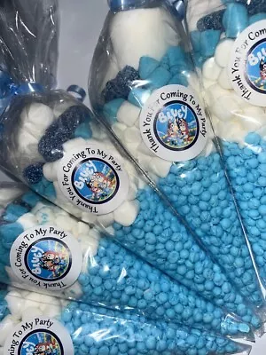 Bluey Inspired Themed  Sweet Candy Cones Sweets Party Bags  Gift Blue Birthday • £6.99
