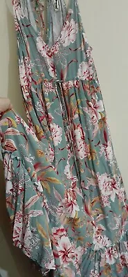 Jaase Maxi Dress Floral Cotton Pretty Girls Womens Ladies Beach Sz Small 8-10-12 • $35