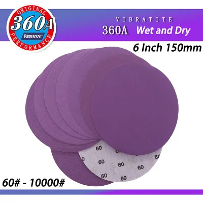 $5.20 • Buy 6  150mm Wet And Dry Sanding Discs Sandpaper Hook & Loop Pad/Tray Grit 60-10000#
