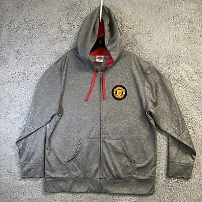 Manchester United Men's Heather Gray Full Zip Activewear Mesh Hoodie Size XL • $26.87