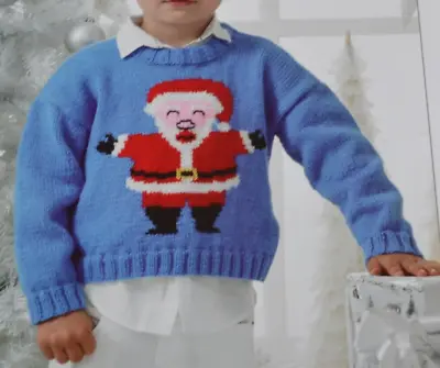 (56) Knitting Pattern - Children's DK Santa Father Christmas Sweater  20  - 30  • £1.99