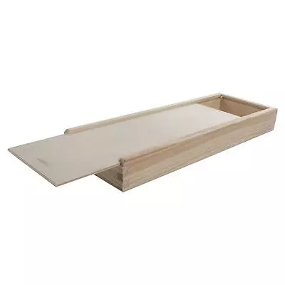 £12.95 • Buy Wooden Shallow Pencil Box Brush Crayons Sliding Lid Holder Gift Case 30x10x3.5cm