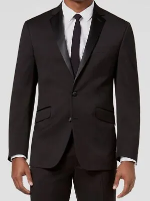 $270 Kenneth Cole Men's Black Slim-Fit Tuxedo Blazer Suit Jacket Size 42L • $86.78