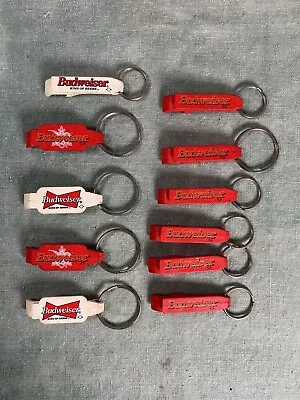 Lot Of 11 Vintage Budweiser Beer Keychain Bottle Openers With Pull Tab Starters • $25