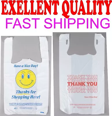 1/8 THANK YOU-happy Fave T-Shirt Bags 10 X18 X5 Plastic Shopping Bags 100-1000 • $12.95