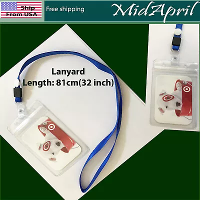 Blue Lanyard  For ID Card Holder Zip Lock Vertical Horizontal Badge Strap • $2.19