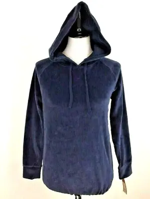 NEW Merona Womens Velour Hoodie Pullover Size XS Blue Hood Long Sleeves NWT • $11.69