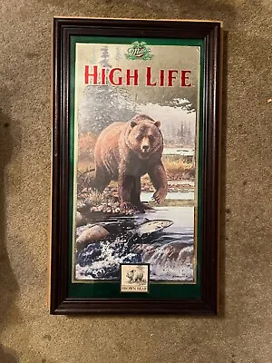 Miller High Life Wildlife Beer Mirror Brown Bear Exc Con • $80