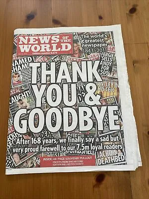 Last Edition No. 8674 News Of The World Newspaper July 10 2011 • £5.75