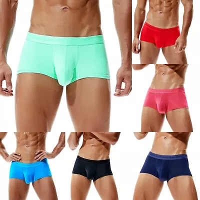 2 Pair Mens Boxer Trunk Underpants Pouch Enhancing Low Waist Shorts Underwear • $9.17