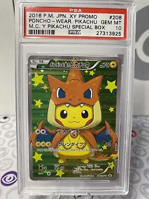 $3500 • Buy PSA 10 GEM MINT Poncho-Wearing Pikachu 208/XY-P Charizard Pokemon Card CS10-342