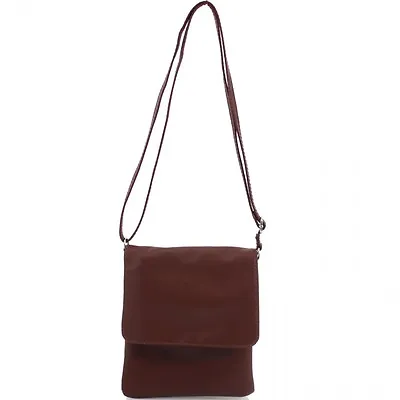 Ladies Vera Pelle Small Flap Over Leather Crossbody Women Shoulder Handbag VPZ1 • £23.69