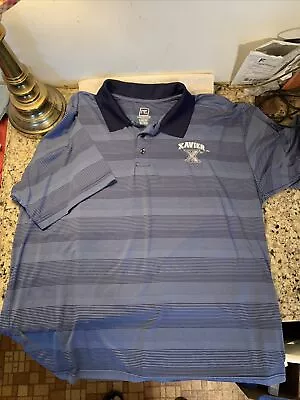 Xavier University Polo Style Shirt Size 2xl Stripes Embroidered Logos New No Tag • $15.99