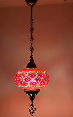£84.98 • Buy Turkish Moroccan Large Glass Mosaic Hanging Lamp Ceiling Light Chandelier