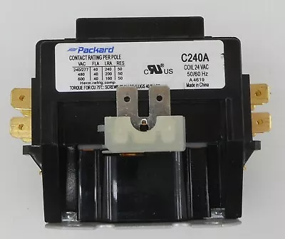 Packard C240A Definite Purpose Contactor 2 Pole 40 Amps 24 Coil Voltage HVACR • $11.99