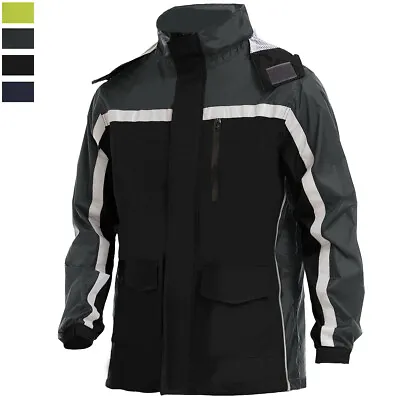 Men's Reusable Safety Bomber Jacket Waterproof Outdoor Reflective Work Rain Coat • $32.97