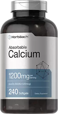 Calcium With Vitamin D3 | 1200mg | 240 Softgels | 5000 IU Vit D3 | By Horbaach • $19.09