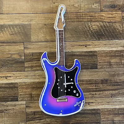 Vintage Teltime Blue Neon Light Electric Guitar Clock Wall Hanging READ DESCRIP • $32