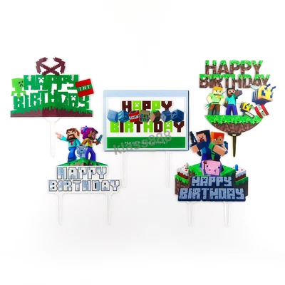 $9.57 • Buy Minecraft Game Kids Happy Birthday Acrylic Cake Topper Cake Stand Party Decor