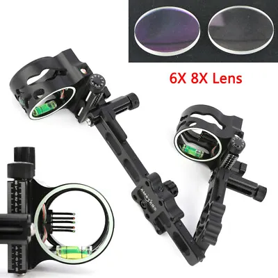 5 Pin Sight Compound Bow 6X 8X Lens 0.019  Fiber Adjustable RH LH Archery Hunt • $59.21