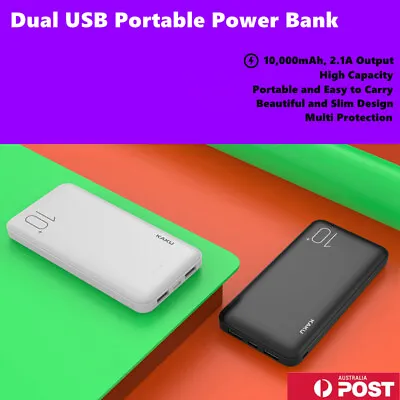 $39.99 • Buy 2.1A Power Bank 10000mAh Dual USB Fast Mini Portable Phone Battery Charger LED