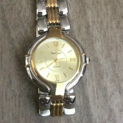 Oleg Cassini Women's Watch Gold Dial On Two Tone Linked Band New Vintage Watch! • $29.99