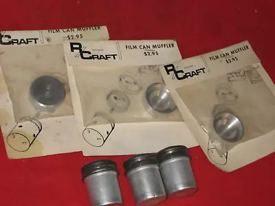 3 VINTAGE R/CRAFT FILM CAN MUFFLERS McCOY K&B 19-40 NITRO MODEL AIRPLANE ENGINE • $14.95