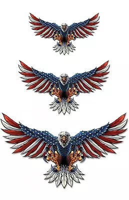 3 Pieces American Bald Eagle Metal Set Patriotic Wall Art 3D Wall Décor • $25