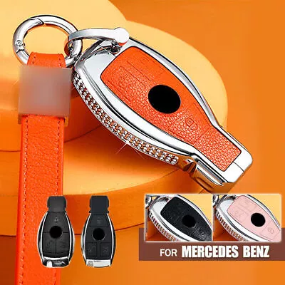 For Mercedes Benz CLA GLK W203 W211 AMG W204 Diamond Leather Car Key Case Cover • $36.74