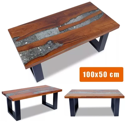 Vintage Coffee Table End Teak Resin 100x50cm Living Room Furniture Home Decor • $500.99