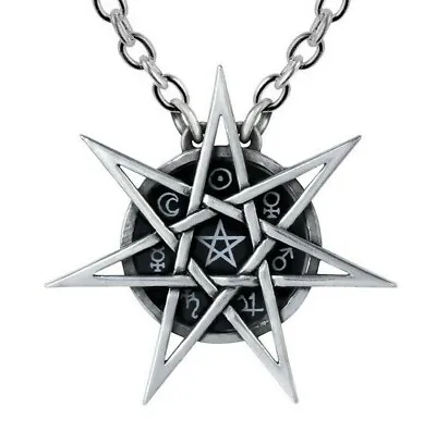 Elven Star Necklace Wiccan Septagram 7 Point Star Sigils Alchemy Gothic P878 • $33.95