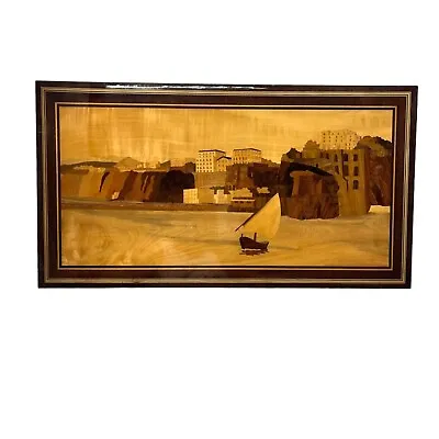 Vintage Italian Marquetry Wood Inlay Picture XLarge 25.5  X 14  By G. Fruscio MC • $199.99