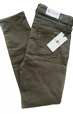 7 FOR ALL MANKIND Ankle Skinny NEW Ripped Women's Jeans Green Size 30 RRP $290 • $44.95