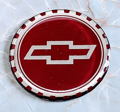 $30 • Buy Burgundy And Chrome Chevy Wire Wheel Chips Emblems Decals Set Of 4 Size 2.25in.